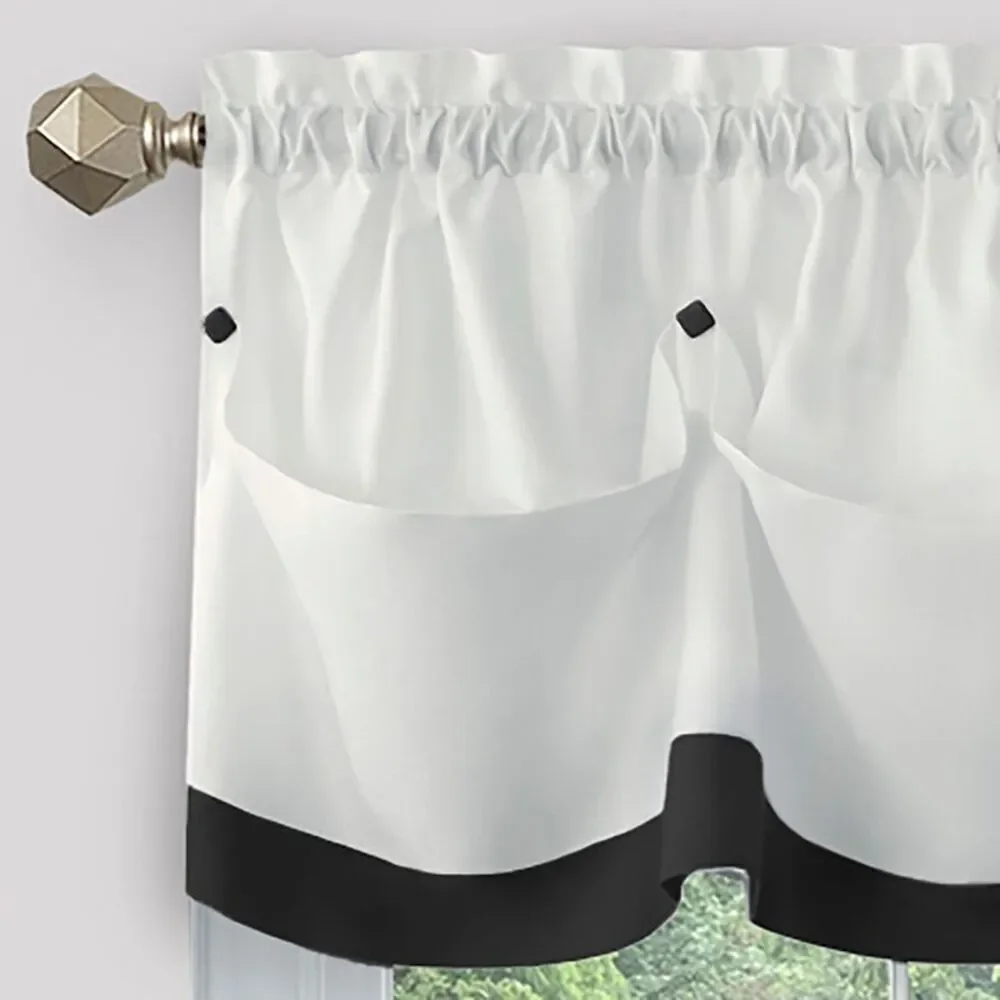 PowerSellerUSA Two-Tone Valance for Kitchen Windows, Living Room, Dining Room